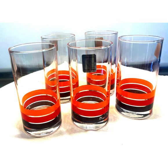 Pierre Cardin Retro Glass Sasaki glass Set Of 5 Unused Made In Japan - Picture 1 of 2